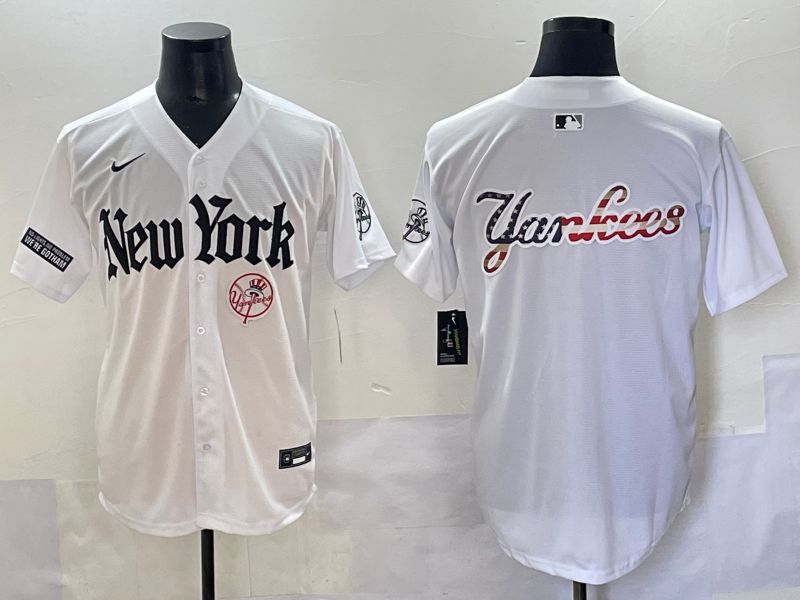 Men 2025 New York Yankees Blank White Five generations Joint Name Nike MLB Jersey style 117